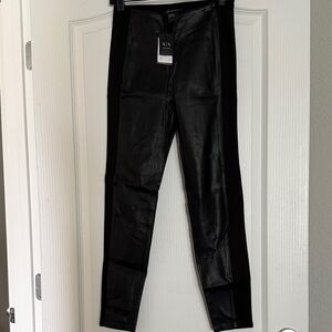 A/X Armani Exchange Black Faux Leather Panel Leggings